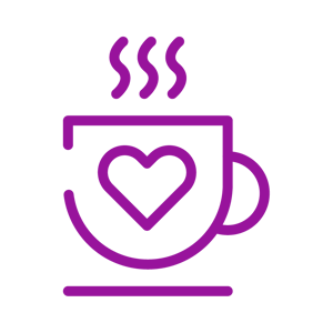Advania Icon_Purple_Coffee Cup Heart