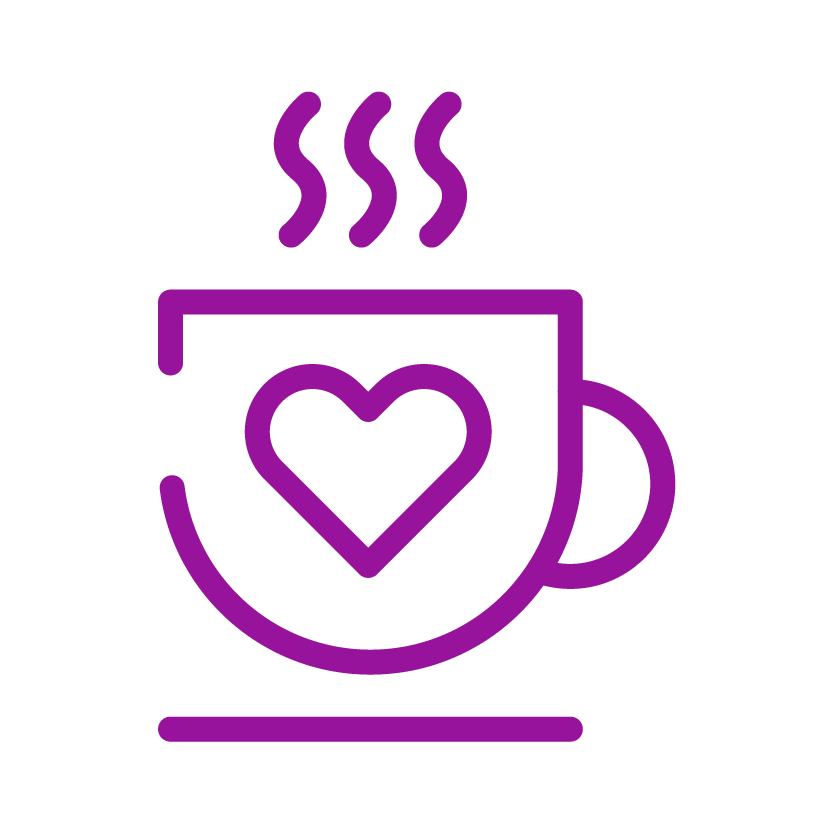Advania Icon_Purple_Coffee Cup Heart