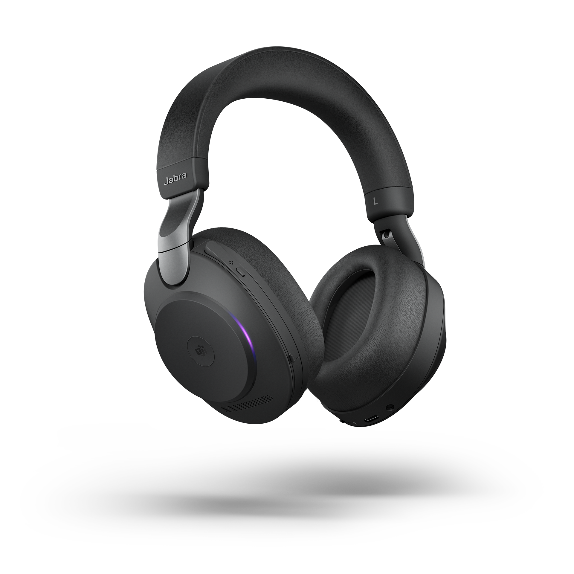 Jabra Evolve2 85 Teams Black Angled Boom Up Teams Light LB